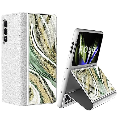 Hauw Hülle für Samsung Galaxy Z Fold5 5G Handyhülle,Kratzfest Gehärtetes Glas Flip Ledertasche für Samsung Galaxy Z Fold5 5G,Muster 23 von Hauw