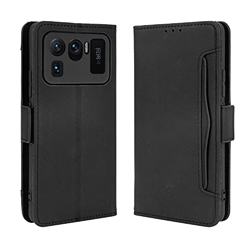 Hauw Hülle für Xiaomi Mi 11 Ultra,Magnetverschluss Multi-Card Slots Flip Wallet Ledertasche für Xiaomi Mi 11 Ultra,Schwarz von Hauw