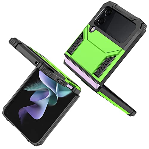 Hauw Schutzhülle für Galaxy Z Flip 3 5G, stoßfest, doppellagig, mit Ringhalterung aus Metall, kompatibel mit Samsung Galaxy Z Flip 3 5G, Grün von Hauw