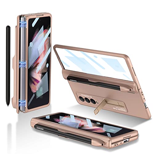 Hülle für Galaxy Z Fold3 5G,Ultradünne Stoßfeste Magnetisch Faltbare All-Inclusive-Telefonhülle für Samsung Galaxy Z Fold3 5G,Rosa 2 von Hauw