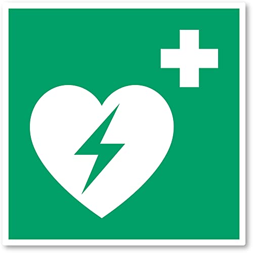 Automatisierter Externer Defibrillator (AED), Rettungszeichen: E010 - DIN EN ISO 7010 / ASR A1.3 - Aufkleber: 20 cm, 1 Stück von Havati
