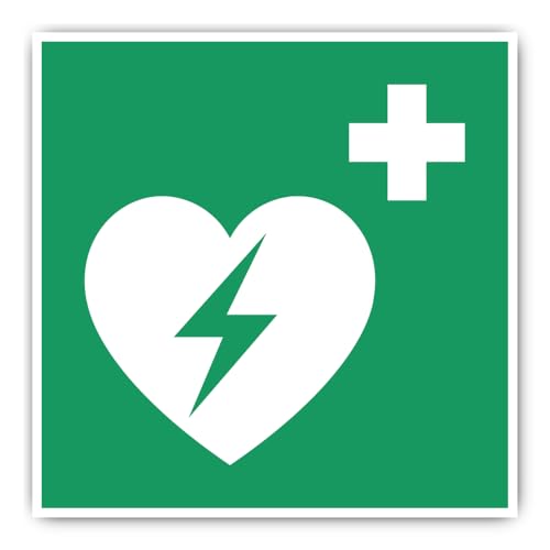 Automatisierter Externer Defibrillator (AED), Rettungszeichen: E010 - DIN EN ISO 7010 / ASR A1.3 - Aufkleber: 20 cm, 1 Stück von Havati