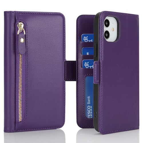 Havaya Hülle für iPhone 11 mit Kartenhalter und Standfunktion Klapphülle PU Leder Flip Kompatibel mit iPhone 11 Hülle Reißverschluss geldbörse - Dunkelviolett Havaya Hülle für iPhone 11 mit Kartenhalter und Standfunktion Klapphülle PU Leder Flip Kompatibel mit iPhone 11 Hülle Reißverschluss geldbörse - Dunkelviolett von Havaya