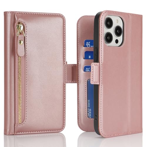 Havaya Hülle für iPhone 15 Pro Max mit Kartenhalter und Standfunktion Klapphülle PU Leder Flip Kompatibel mit iPhone 15 Pro Max Hülle Reißverschluss geldbörse - Roségold Havaya Hülle für iPhone 15 Pro Max mit Kartenhalter und Standfunktion Klapphülle PU Leder Flip Kompatibel mit iPhone 15 Pro Max Hülle Reißverschluss geldbörse - Roségold von Havaya