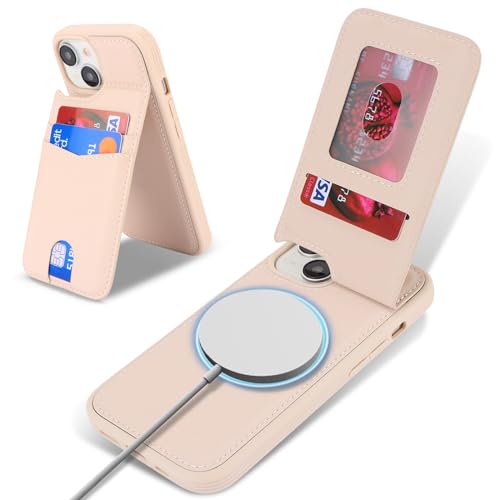 Ｈａｖａｙａ for iPhone 15 Plus Hülle Kompatibel mit Magsafe Hülle für iPhone 15 Plus mit Kartenfach Hülle geldbörse Leder für Herren und Damen - Beige von Ｈａｖａｙａ