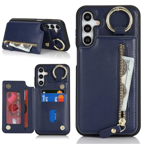 Havaya für Samsung Galaxy A15 Hülle mit Kartenhalter Handyhülle für Samsung Galaxy A15 mit Schlüsselanhänger Hülle geldbörse Reißverschluss für Herren und Damen - Blau Havaya für Samsung Galaxy A15 Hülle mit Kartenhalter Handyhülle für Samsung Galaxy A15 mit Schlüsselanhänger Hülle geldbörse Reißverschluss für Herren und Damen - Blau von Havaya