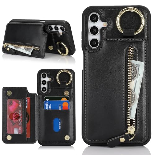 Havaya für Samsung Galaxy A15 Hülle mit Kartenhalter Handyhülle für Samsung Galaxy A15 mit Schlüsselanhänger Hülle geldbörse Reißverschluss für Herren und Damen - Schwarz Havaya für Samsung Galaxy A15 Hülle mit Kartenhalter Handyhülle für Samsung Galaxy A15 mit Schlüsselanhänger Hülle geldbörse Reißverschluss für Herren und Damen - Schwarz von Havaya