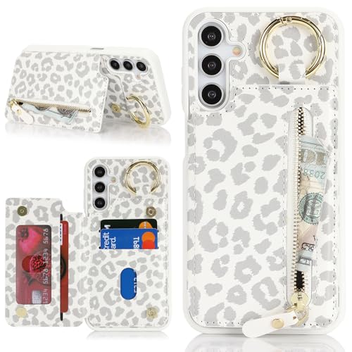 Havaya für Samsung Galaxy A15 Hülle mit Kartenhalter Handyhülle für Samsung Galaxy A15 mit Schlüsselanhänger Hülle geldbörse Reißverschluss für Herren und Damen - Weißer Leopardendruck Havaya für Samsung Galaxy A15 Hülle mit Kartenhalter Handyhülle für Samsung Galaxy A15 mit Schlüsselanhänger Hülle geldbörse Reißverschluss für Herren und Damen - Weißer Leopardendruck von Havaya