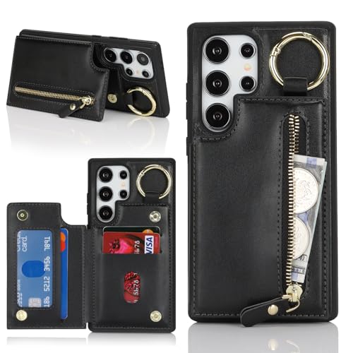 Havaya für Samsung Galaxy S22 Ultra Hülle mit Kartenhalter Handyhülle für Samsung Galaxy S22 Ultra mit Schlüsselanhänger Hülle geldbörse Reißverschluss für Herren und Damen - Schwarz Havaya für Samsung Galaxy S22 Ultra Hülle mit Kartenhalter Handyhülle für Samsung Galaxy S22 Ultra mit Schlüsselanhänger Hülle geldbörse Reißverschluss für Herren und Damen - Schwarz von Havaya