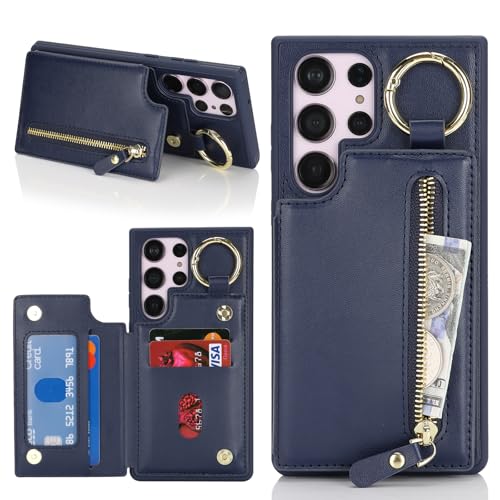 Havaya für Samsung Galaxy S23 Ultra Hülle mit Kartenhalter Handyhülle für Samsung Galaxy S23 Ultra mit Schlüsselanhänger Hülle geldbörse Reißverschluss für Herren und Damen - Blau Havaya für Samsung Galaxy S23 Ultra Hülle mit Kartenhalter Handyhülle für Samsung Galaxy S23 Ultra mit Schlüsselanhänger Hülle geldbörse Reißverschluss für Herren und Damen - Blau von Havaya
