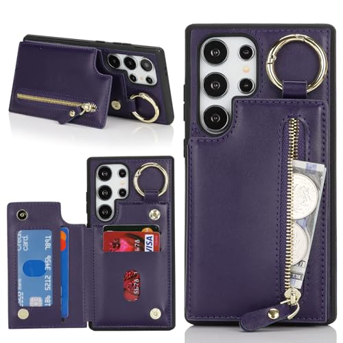 Havaya für Samsung Galaxy S23 Ultra Hülle mit Kartenhalter Handyhülle für Samsung Galaxy S23 Ultra mit Schlüsselanhänger Hülle geldbörse Reißverschluss für Herren und Damen - Lila Havaya für Samsung Galaxy S23 Ultra Hülle mit Kartenhalter Handyhülle für Samsung Galaxy S23 Ultra mit Schlüsselanhänger Hülle geldbörse Reißverschluss für Herren und Damen - Lila von Havaya