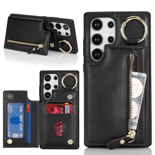 Havaya für Samsung Galaxy S23 Ultra Hülle mit Kartenhalter Handyhülle für Samsung Galaxy S23 Ultra mit Schlüsselanhänger Hülle geldbörse Reißverschluss für Herren und Damen - Schwarz Havaya für Samsung Galaxy S23 Ultra Hülle mit Kartenhalter Handyhülle für Samsung Galaxy S23 Ultra mit Schlüsselanhänger Hülle geldbörse Reißverschluss für Herren und Damen - Schwarz von Havaya