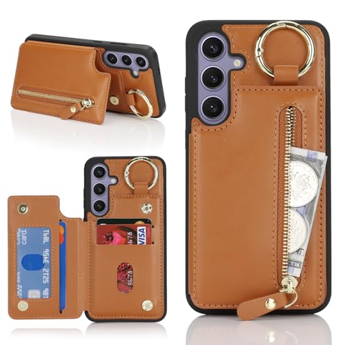Havaya für Samsung Galaxy S24 Plus Hülle mit Kartenhalter Handyhülle für Samsung Galaxy S24 Plus mit Schlüsselanhänger Hülle geldbörse Reißverschluss für Herren und Damen - Braun Havaya für Samsung Galaxy S24 Plus Hülle mit Kartenhalter Handyhülle für Samsung Galaxy S24 Plus mit Schlüsselanhänger Hülle geldbörse Reißverschluss für Herren und Damen - Braun von Havaya