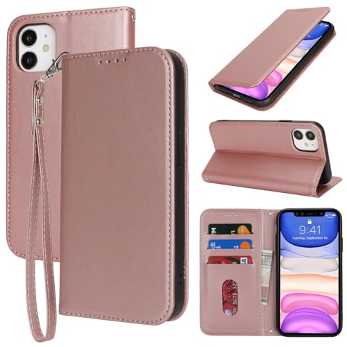 Havaya für iPhone 11 Hülle Kompatibel mit kartenfach für iPhone 11 klapphülle mit Band kurz geldbörse Herren und Damen - Roségold Havaya für iPhone 11 Hülle Kompatibel mit kartenfach für iPhone 11 klapphülle mit Band kurz geldbörse Herren und Damen - Roségold von Havaya
