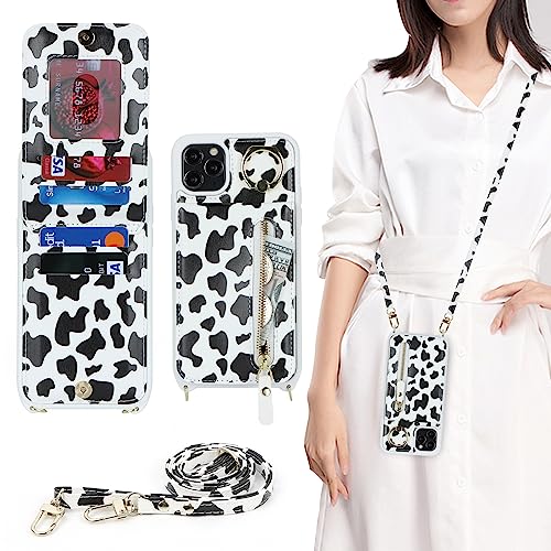 Havaya für iPhone 11 Pro Hülle mit Band RFID Kartenhalter handyhülle iPhone 11 Pro mit Reißverschluss Band Ring Ständer Case für Frauen - Kuhdruck schwarz Havaya für iPhone 11 Pro Hülle mit Band RFID Kartenhalter handyhülle iPhone 11 Pro mit Reißverschluss Band Ring Ständer Case für Frauen - Kuhdruck schwarz von Havaya