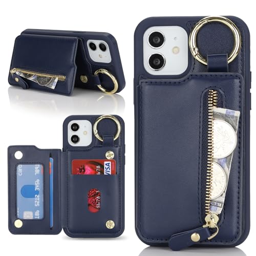 Havaya für iPhone 12 Hülle mit Kartenhalter Handyhülle für iPhone 12 Pro mit Schlüsselanhänger Hülle geldbörse Reißverschluss für Herren und Damen - Blau Havaya für iPhone 12 Hülle mit Kartenhalter Handyhülle für iPhone 12 Pro mit Schlüsselanhänger Hülle geldbörse Reißverschluss für Herren und Damen - Blau von Havaya
