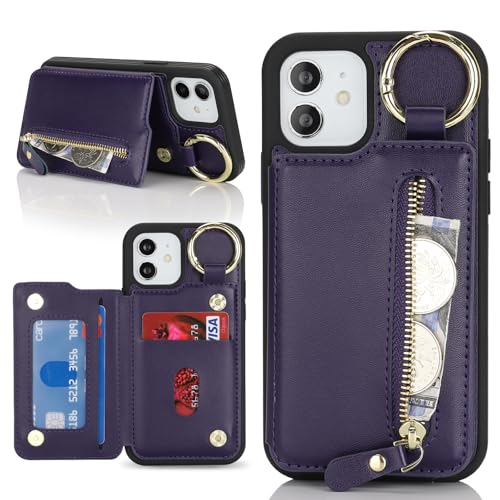 Havaya für iPhone 12 Hülle mit Kartenhalter Handyhülle für iPhone 12 Pro mit Schlüsselanhänger Hülle geldbörse Reißverschluss für Herren und Damen - Lila Havaya für iPhone 12 Hülle mit Kartenhalter Handyhülle für iPhone 12 Pro mit Schlüsselanhänger Hülle geldbörse Reißverschluss für Herren und Damen - Lila von Havaya
