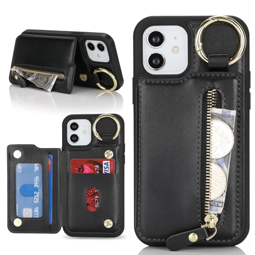 Havaya für iPhone 12 Hülle mit Kartenhalter Handyhülle für iPhone 12 Pro mit Schlüsselanhänger Hülle geldbörse Reißverschluss für Herren und Damen - Schwarz Havaya für iPhone 12 Hülle mit Kartenhalter Handyhülle für iPhone 12 Pro mit Schlüsselanhänger Hülle geldbörse Reißverschluss für Herren und Damen - Schwarz von Havaya