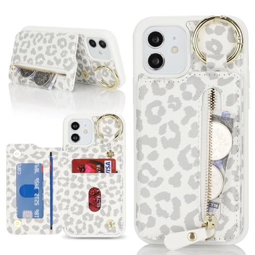 Havaya für iPhone 12 Hülle mit Kartenhalter Handyhülle für iPhone 12 Pro mit Schlüsselanhänger Hülle geldbörse Reißverschluss für Herren und Damen - Weißer Leopardendruck Havaya für iPhone 12 Hülle mit Kartenhalter Handyhülle für iPhone 12 Pro mit Schlüsselanhänger Hülle geldbörse Reißverschluss für Herren und Damen - Weißer Leopardendruck von Havaya