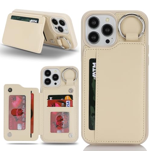 Ｈａｖａｙａ für iPhone 13 Pro Max Hülle mit kartenfach Handyhülle für iPhone 12 Pro Max mit Schlüsselanhänger Hülle geldbörse für Herren und Damen - Off Weiß von Ｈａｖａｙａ