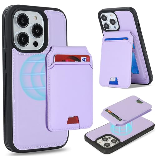 Ｈａｖａｙａ für iPhone 14 Pro Max Hülle Kompatibel mit Magsafe für iPhone 14 Pro Max Hülle kartenfach Abnehmbar 2 in 1 geldbörse Herren und Damen - Lila von Ｈａｖａｙａ