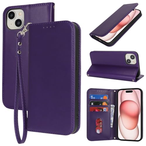 Havaya für iPhone 15 Hülle Kompatibel mit kartenfach für iPhone 15 klapphülle mit Band kurz geldbörse Herren und Damen - Dunkelviolett Havaya für iPhone 15 Hülle Kompatibel mit kartenfach für iPhone 15 klapphülle mit Band kurz geldbörse Herren und Damen - Dunkelviolett von Havaya