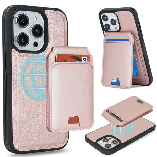 Ｈａｖａｙａ für iPhone 15 Pro Hülle Kompatibel mit Magsafe für iPhone 15 Pro Hülle kartenfach Abnehmbar 2 in 1 geldbörse Herren und Damen - Rosa von Ｈａｖａｙａ