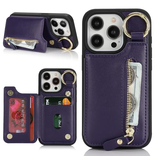 Havaya für iPhone 15 Pro Hülle mit Kartenhalter Handyhülle für iPhone 15 Pro mit Schlüsselanhänger Hülle geldbörse Reißverschluss für Herren und Damen - Lila Havaya für iPhone 15 Pro Hülle mit Kartenhalter Handyhülle für iPhone 15 Pro mit Schlüsselanhänger Hülle geldbörse Reißverschluss für Herren und Damen - Lila von Havaya