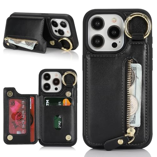 Havaya für iPhone 15 Pro Hülle mit Kartenhalter Handyhülle für iPhone 15 Pro mit Schlüsselanhänger Hülle geldbörse Reißverschluss für Herren und Damen - Schwarz Havaya für iPhone 15 Pro Hülle mit Kartenhalter Handyhülle für iPhone 15 Pro mit Schlüsselanhänger Hülle geldbörse Reißverschluss für Herren und Damen - Schwarz von Havaya