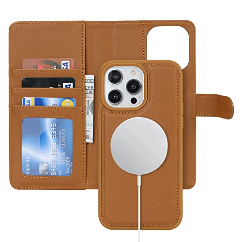 Ｈａｖａｙａ für iPhone 15 Pro Max Hülle Kompatibel mit Magsafe für iPhone 15 Pro Max klapphülle mit kartenfach geldbörse Herren und Damen Abnehmbar - Braun von Ｈａｖａｙａ
