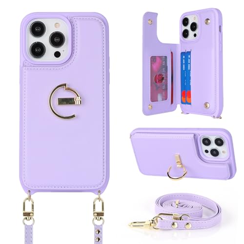 Havaya für iPhone 15 Pro Max Hülle mit Band Kartenfach handyhülle iPhone 15 Pro Max mit Band Portemonnaie Damen Reißverschluss Ring Ständer Case - Lila Havaya für iPhone 15 Pro Max Hülle mit Band Kartenfach handyhülle iPhone 15 Pro Max mit Band Portemonnaie Damen Reißverschluss Ring Ständer Case - Lila von Havaya