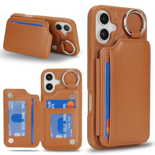 Havaya für iPhone 16 Hülle mit kartenfach Handyhülle für iPhone 16 mit Schlüsselanhänger Hülle geldbörse für Herren und Damen - Braun Havaya für iPhone 16 Hülle mit kartenfach Handyhülle für iPhone 16 mit Schlüsselanhänger Hülle geldbörse für Herren und Damen - Braun von Havaya