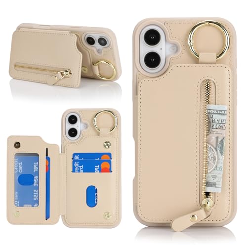 Havaya für iPhone 16 Plus Hülle mit Kartenhalter Handyhülle für iPhone 16 Plus mit Schlüsselanhänger Hülle geldbörse Leder Reißverschluss für Herren und Damen - Aprikose Havaya für iPhone 16 Plus Hülle mit Kartenhalter Handyhülle für iPhone 16 Plus mit Schlüsselanhänger Hülle geldbörse Leder Reißverschluss für Herren und Damen - Aprikose von Havaya