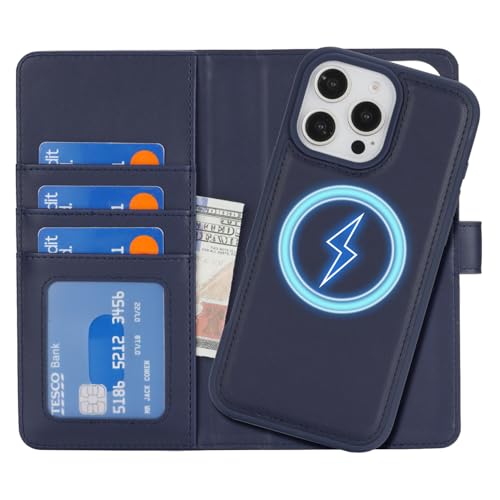Havaya für iPhone 16 Pro Hülle Kompatibel mit Magsafe, für iPhone 16 Pro klapphülle mit kartenfach geldbörse Herren und Damen Abnehmbar - Blau Havaya für iPhone 16 Pro Hülle Kompatibel mit Magsafe, für iPhone 16 Pro klapphülle mit kartenfach geldbörse Herren und Damen Abnehmbar - Blau von Havaya