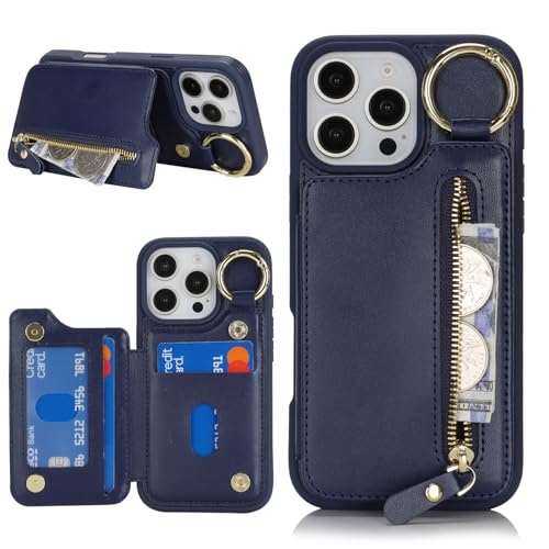 Havaya für iPhone 16 Pro Hülle mit Kartenhalter Handyhülle für iPhone 16 Pro mit Schlüsselanhänger Hülle geldbörse Leder Reißverschluss für Herren und Damen - Dunkelblau Havaya für iPhone 16 Pro Hülle mit Kartenhalter Handyhülle für iPhone 16 Pro mit Schlüsselanhänger Hülle geldbörse Leder Reißverschluss für Herren und Damen - Dunkelblau von Havaya