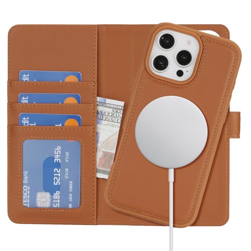 Ｈａｖａｙａ für iPhone 16 Pro Max Hülle Kompatibel mit Magsafe, für iPhone 16 Pro Max klapphülle mit kartenfach geldbörse Herren und Damen Abnehmbar - Braun von Ｈａｖａｙａ