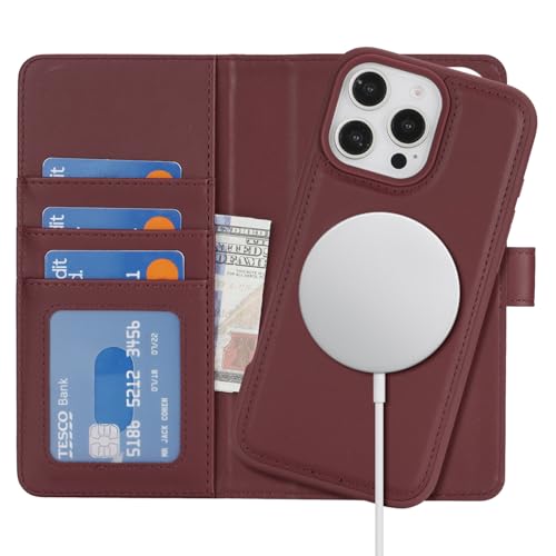 Havaya für iPhone 16 Pro Max Hülle Kompatibel mit Magsafe, für iPhone 16 Pro Max klapphülle mit kartenfach geldbörse Herren und Damen Abnehmbar - Burgunderrot Havaya für iPhone 16 Pro Max Hülle Kompatibel mit Magsafe, für iPhone 16 Pro Max klapphülle mit kartenfach geldbörse Herren und Damen Abnehmbar - Burgunderrot von Havaya