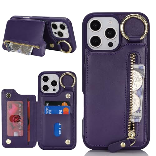 Havaya für iPhone 16 Pro Max Hülle mit Kartenhalter Handyhülle für iPhone 16 Pro Max mit Schlüsselanhänger Hülle geldbörse Leder Reißverschluss für Herren und Damen - Lila Havaya für iPhone 16 Pro Max Hülle mit Kartenhalter Handyhülle für iPhone 16 Pro Max mit Schlüsselanhänger Hülle geldbörse Leder Reißverschluss für Herren und Damen - Lila von Havaya