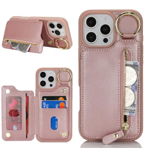 Havaya für iPhone 16 Pro Max Hülle mit Kartenhalter Handyhülle für iPhone 16 Pro Max mit Schlüsselanhänger Hülle geldbörse Leder Reißverschluss für Herren und Damen - Rotgold Havaya für iPhone 16 Pro Max Hülle mit Kartenhalter Handyhülle für iPhone 16 Pro Max mit Schlüsselanhänger Hülle geldbörse Leder Reißverschluss für Herren und Damen - Rotgold von Havaya