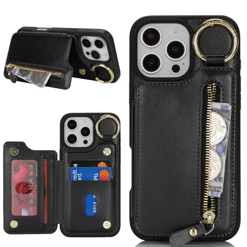 Havaya für iPhone 16 Pro Max Hülle mit Kartenhalter Handyhülle für iPhone 16 Pro Max mit Schlüsselanhänger Hülle geldbörse Leder Reißverschluss für Herren und Damen - Schwarz Havaya für iPhone 16 Pro Max Hülle mit Kartenhalter Handyhülle für iPhone 16 Pro Max mit Schlüsselanhänger Hülle geldbörse Leder Reißverschluss für Herren und Damen - Schwarz von Havaya