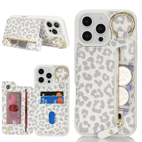 Havaya für iPhone 16 Pro Max Hülle mit Kartenhalter Handyhülle für iPhone 16 Pro Max mit Schlüsselanhänger Hülle geldbörse Leder Reißverschluss für Herren und Damen - Weißer Leopardendruck Havaya für iPhone 16 Pro Max Hülle mit Kartenhalter Handyhülle für iPhone 16 Pro Max mit Schlüsselanhänger Hülle geldbörse Leder Reißverschluss für Herren und Damen - Weißer Leopardendruck von Havaya