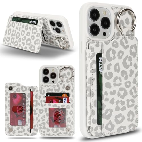Ｈａｖａｙａ für iPhone 16 Pro Max Hülle mit kartenfach Handyhülle für iPhone 16 Pro Max mit Schlüsselanhänger Hülle geldbörse für Herren und Damen - Weißer Leopardendruck von Ｈａｖａｙａ