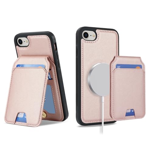 Ｈａｖａｙａ für iPhone 7 Hülle Kompatibel mit Magsafe für iPhone 8 Hülle iPhone SE(2020/2022) kartenfach Abnehmbar 2 in 1 geldbörse Herren und Damen - Rosa von Ｈａｖａｙａ