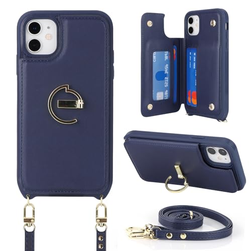Havaya für iPhone XS Max Hülle mit Band Kartenfach handyhülle iPhone XS Max mit Band Portemonnaie Damen Reißverschluss Ring Ständer Case - Dunkelblau Havaya für iPhone XS Max Hülle mit Band Kartenfach handyhülle iPhone XS Max mit Band Portemonnaie Damen Reißverschluss Ring Ständer Case - Dunkelblau von Havaya