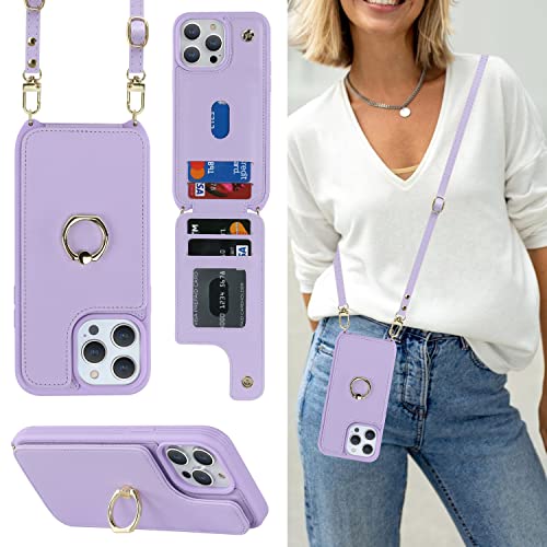 Havaya für iPhone 13 Pro Max Hülle mit Band RFID kartenfach Hülle iPhone 12 Pro Max mit Band Ring - Lila Havaya für iPhone 13 Pro Max Hülle mit Band RFID kartenfach Hülle iPhone 12 Pro Max mit Band Ring - Lila von Havaya