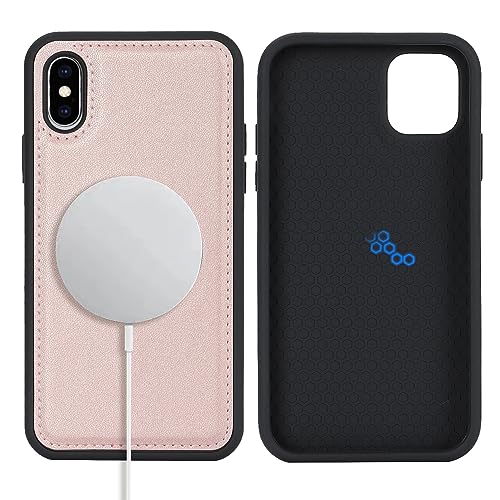 Ｈａｖａｙａ für iPhone X Hülle Kompatibel mit Magsafe für iPhone XS Herren Leder magnétique Hülle für Damen - Rosa von Ｈａｖａｙａ