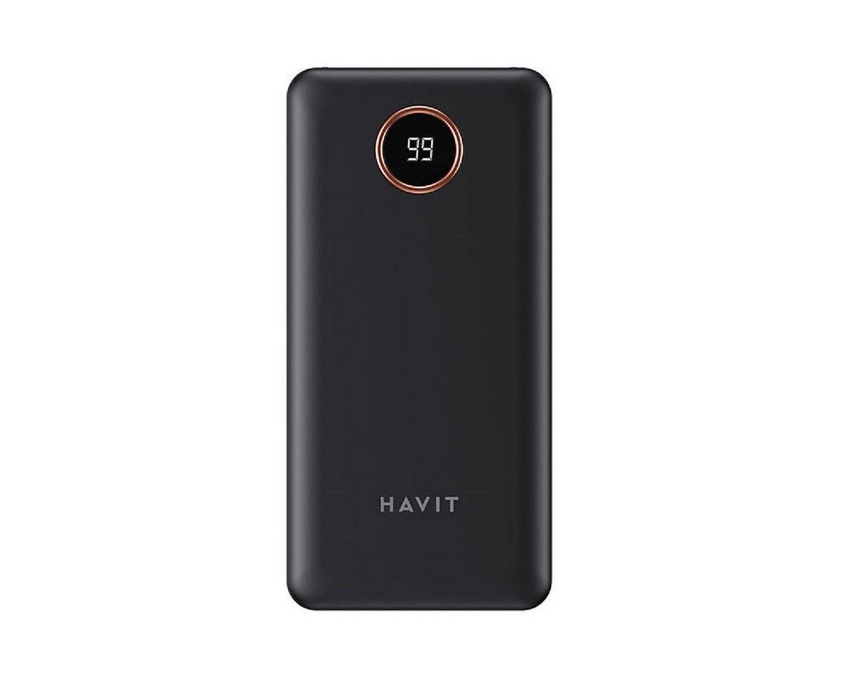 Havit 10000mAh + USB-C, iOS, Micro USB Kabel mit Doppeltaschenlampe Schwarz Powerbank von Havit