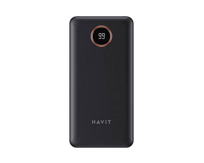 Havit 10000mAh + USB-C, iOS, Micro USB Kabel mit Doppeltaschenlampe Schwarz Powerbank von Havit