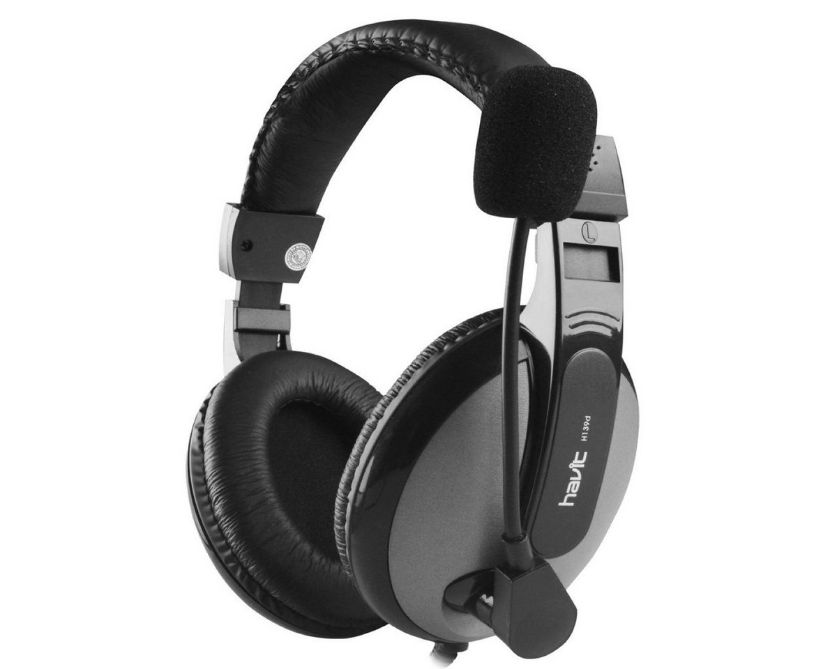 Havit Kabelgebundene Kopfhörer On-Ear-Kopfhörer mit Mikrofon stahlgrau On-Ear-Kopfhörer von Havit