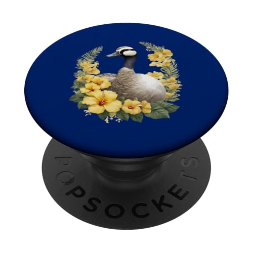 Hawaiianische Gans mit gelbem Hibiskus PopSockets Klebender PopGrip von Hawaii Territory Symbols Gifts & Tees taiche